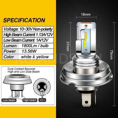 P45T R2 CSP LED Vintage Motorbike Car Headlight Bulb Front High/Low Beam 10-30V - Picture 4 of 10
