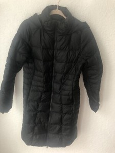 black puffer trench coat