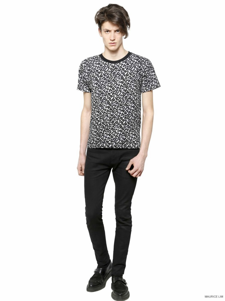 T shirt Saint Laurent in cotone con stampa leopardata UP53 2014 00088 taglia S IT46 UK36