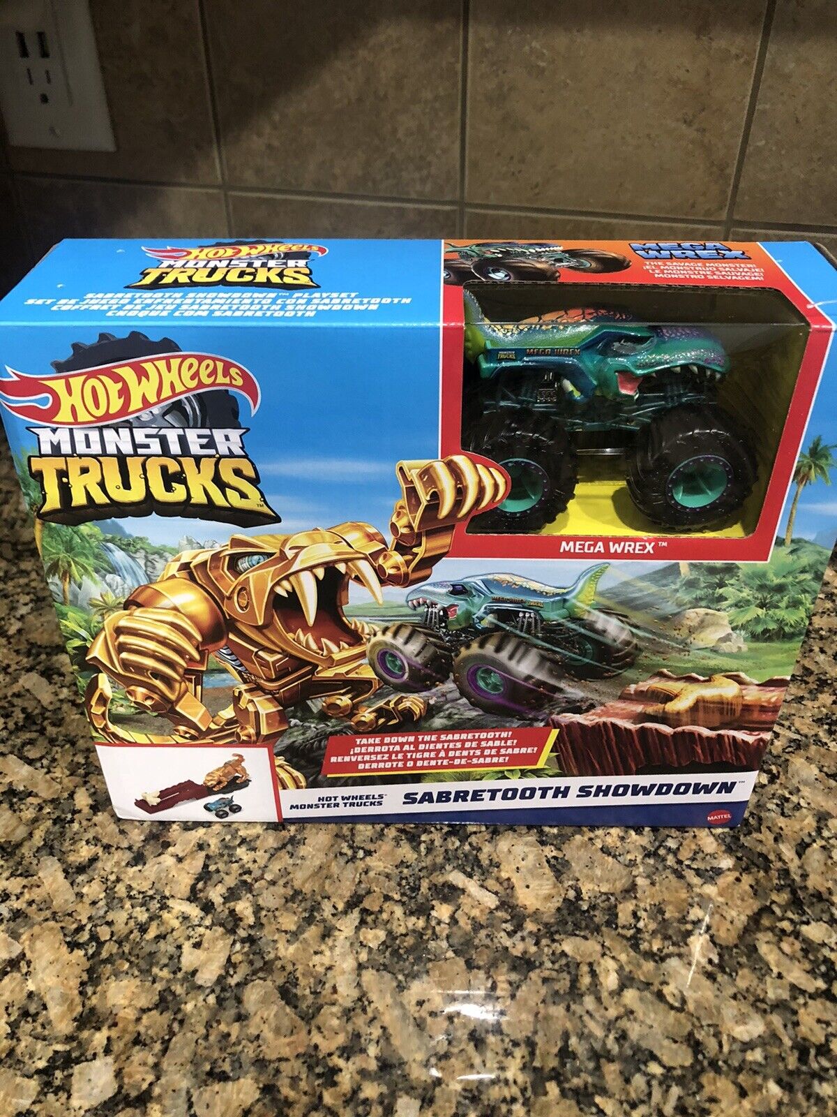 Hot Wheels Monster Trucks Sabretooth Showdown 164 Playset with Mega Wrex  Mattel Toys - ToyWiz