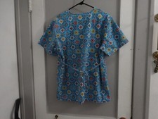 Women  s Med Multicolor Floral  Geometric Pattern Scrub Top By SB Scrubs