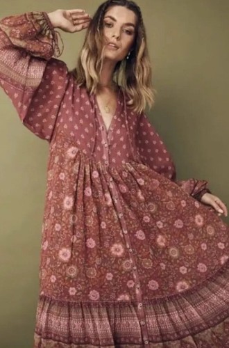 SPELL & THE GYPSY Utopia Gown Berry Maxi Boho Dress Size XS BNWT SP4 - Picture 2 of 4