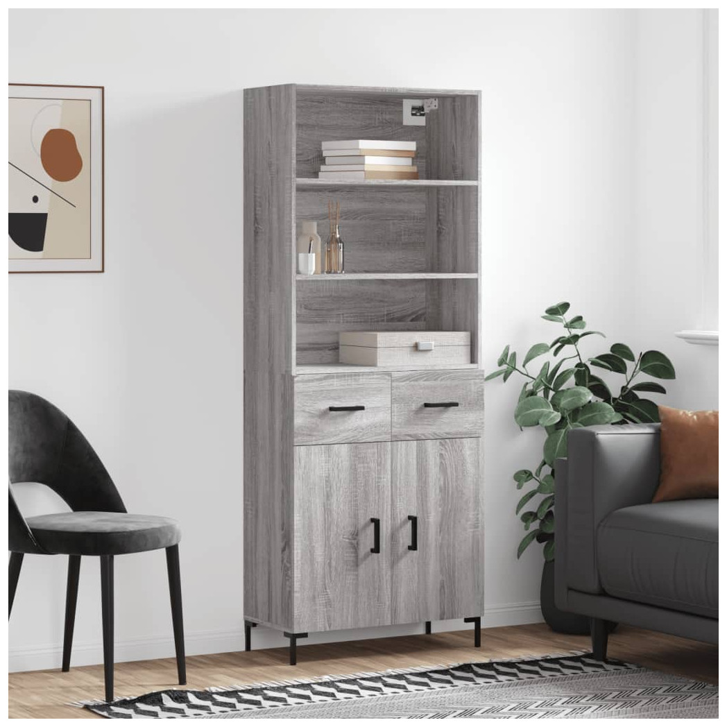 VIDAXL Sideboard - 2 Door 2 Drawer 3 Shelf - Sonoma - Image 2