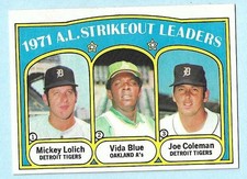 1972 Topps #096 AL Strikeout Leaders Vida Blue Near Mint COMPLETE SETBREAK