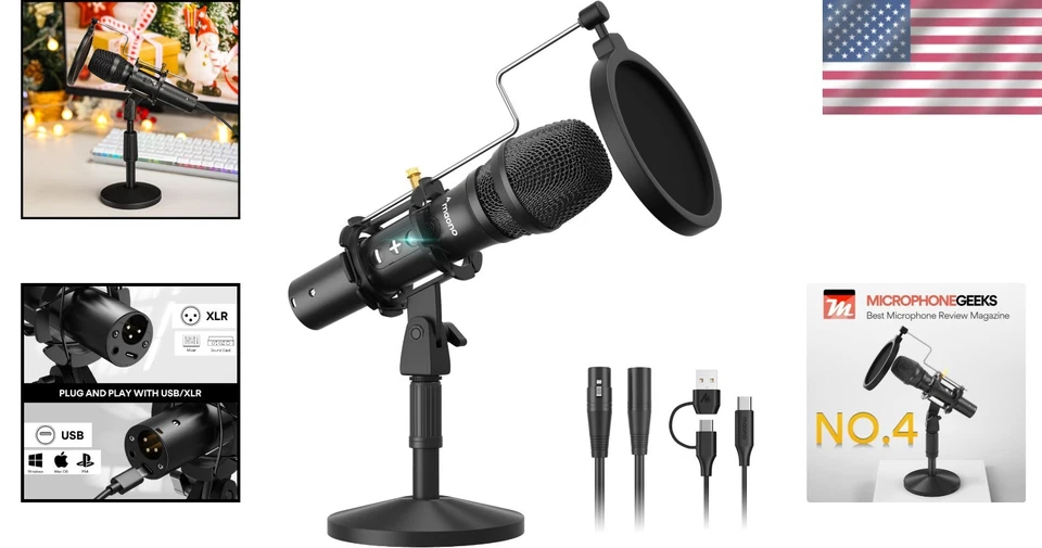 USB/XLR Dynamic Microphone with Volume Control - Image 2 of 4