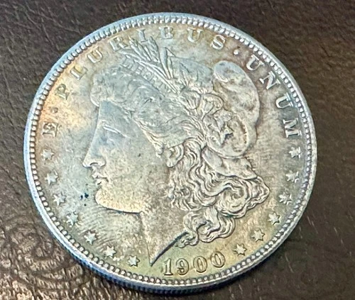 1900-P Uncirculated Morgan Silver Dollar with Beautiful Rainbow Toning