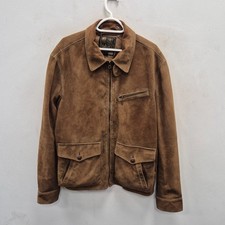 Cappotto Polo Ralph Lauren Renna Pelle Scamosciata Zip Utility Field Harrington Grande