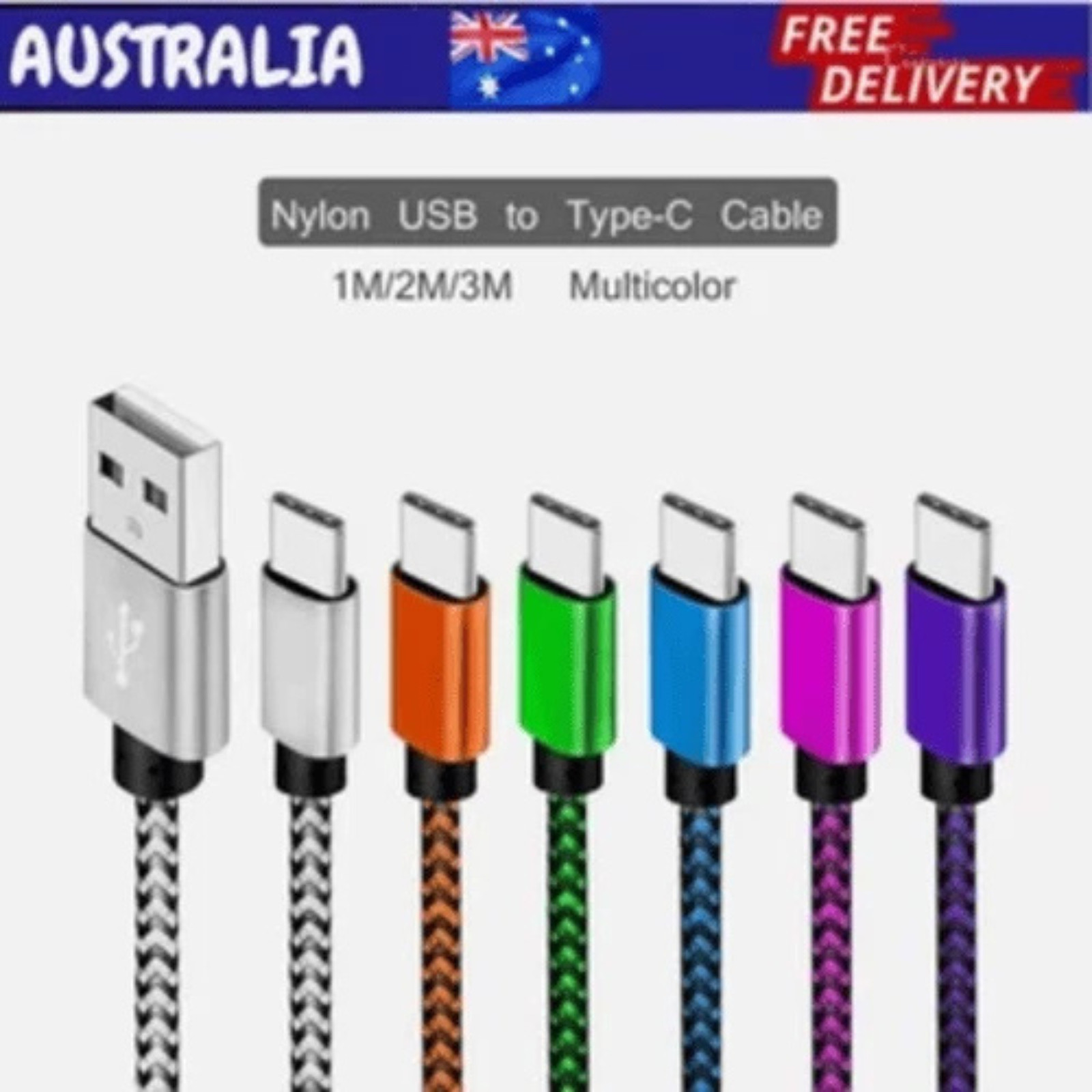 USB-C Fast Charging Cable Braided Nylon USB-A to Type C Cord 1M 2M 3M Android