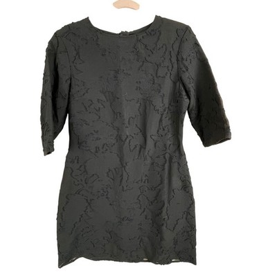 DONDUP Black Textured 3/4 Sleeve Sheath Dress Made in Italy Size 44