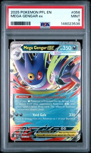 2025 POKEMON PFL EN-PHANTASMAL FLAMES #056 MEGA GENGAR EX PSA 9