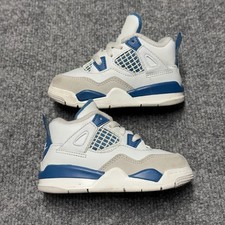 Nike Air Jordan 4 Military Blue Baby Toddler Shoes US 6C BQ7670-141 Hard Bottoms