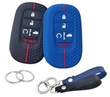 2Pcs 5 Buttons Silicone Smart Key Fob Cover for 2022 2023 2024 2025 Black/Blue