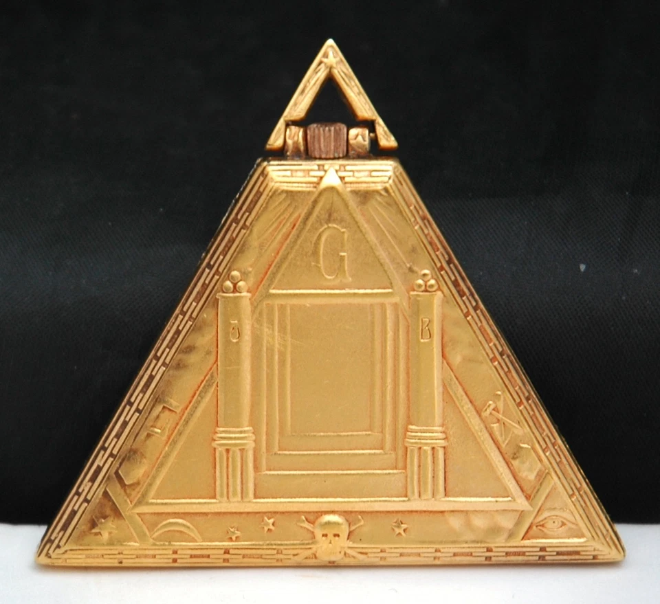 RELOJ BOLSILLO ARBACO MASÓNICO Fino Relleno de Oro Triangular 17 Joyas Triángulo Suizo Foto 2 de 4