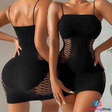Sexy Women's Hollow Out Mesh See-Through Mini Dress Bodycon Party Club Nightwear