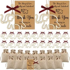 24 Sets Friendship Elephant Ornaments Wooden Christmas Friendship Ornament wi...