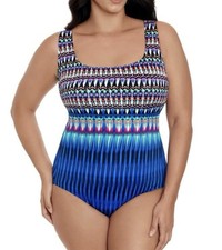 Swim Solutions Women's Printed One-Piece Swimsuit Size 16