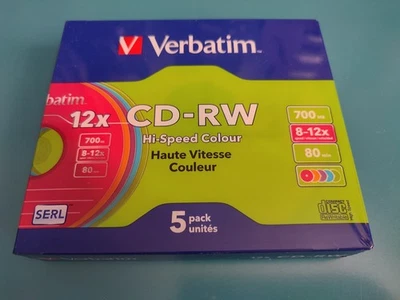 5 Verbatim 43167 CD-RW Hi Speed Colour 80 Mins 700MB 8x - 12x in Jewel case SERL - Image 1 of 4