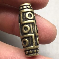 Tibetan Copper Handmade Nine Eye Dzi Bead Pendant Necklace Buddhist