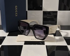 Gucci GG0956S Cream Black Sunglasses Purple Gradient Lens Ships Today