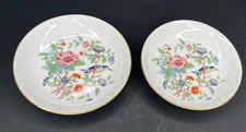 Vintage Aynsley English Bone China Trinket Dish Bird Floral England Set Of 2