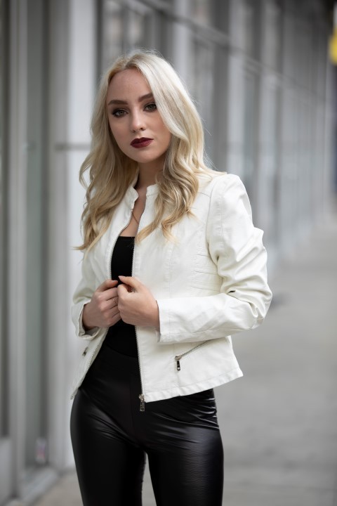 White Faux Leather Moto Jacket | Chic Modern Women’s Outerwear