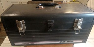 Craftsman Metal Toolbox Dark Gray Steel Tool Box w/ Removable Tray 20 x 8 x 9"