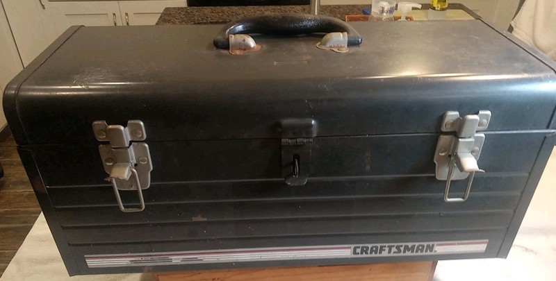 Craftsman Metal Toolbox Dark Gray Steel Tool Box w/ Removable Tray 20 x 8 x 9"
