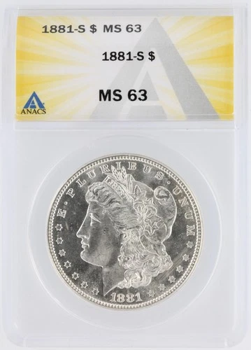 1881-S Morgan Silver Dollar ANACS MS63 S$1 San Francisco Minted No Reserve