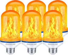 CPPSLEE Upgraded LED Flame Light Bulbs, 4 Modes Flickering 6 Pack - Yellow 