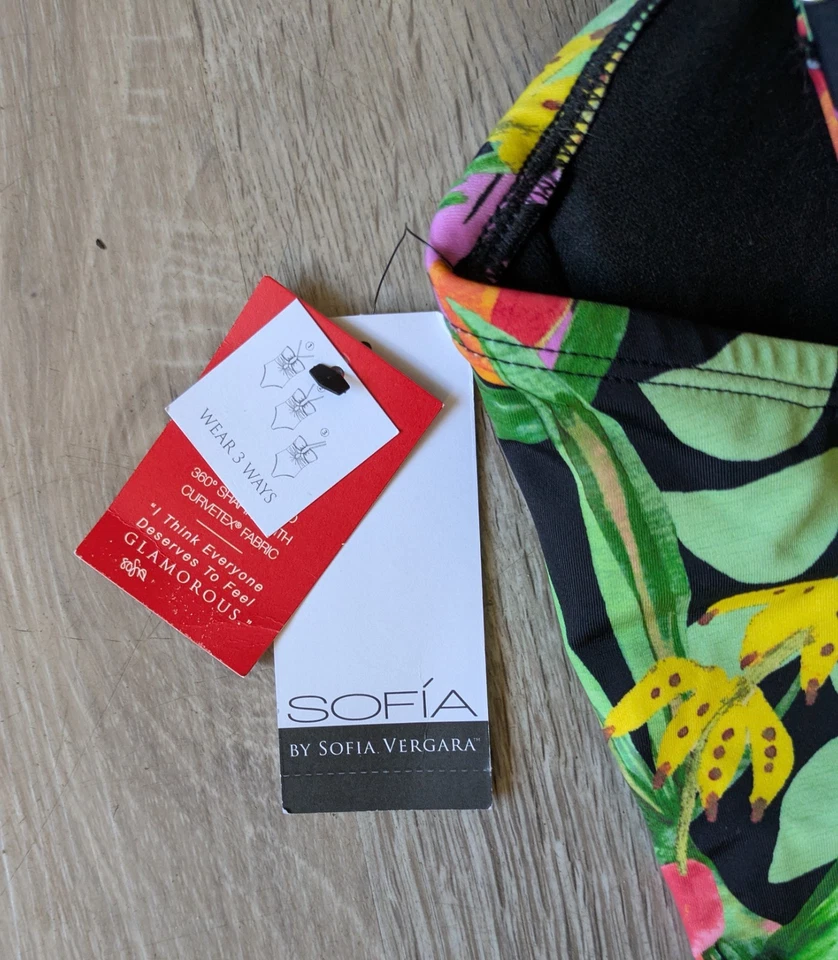 NUEVO CON ETIQUETAS 1 pieza traje de baño traje de baño por diseñador Sofía Vergara sujetador acolchado tropical Foto 4 de 4