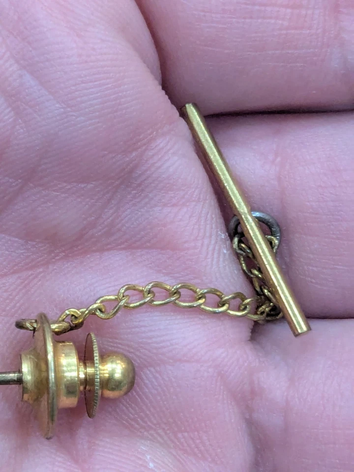 Винтажный галстук из желтого золота 1,31 г 9 карат с опалом!!! - Изображение 4 из 4