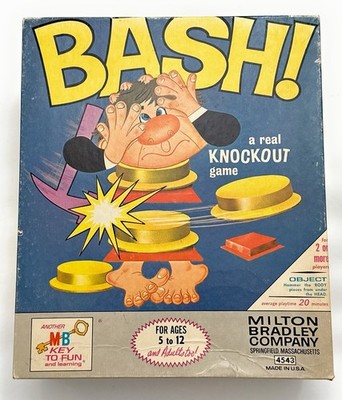 VTG 1965 BASH! A Real Knockout Game Milton Bradley Complete Board Toy USA Hammer