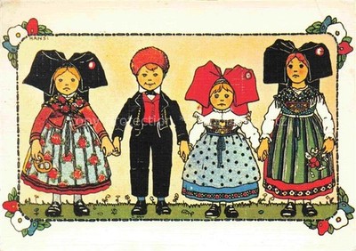 Hansi Waltz J J artist card Alsace Alsace Main dans la main nous avons fair 