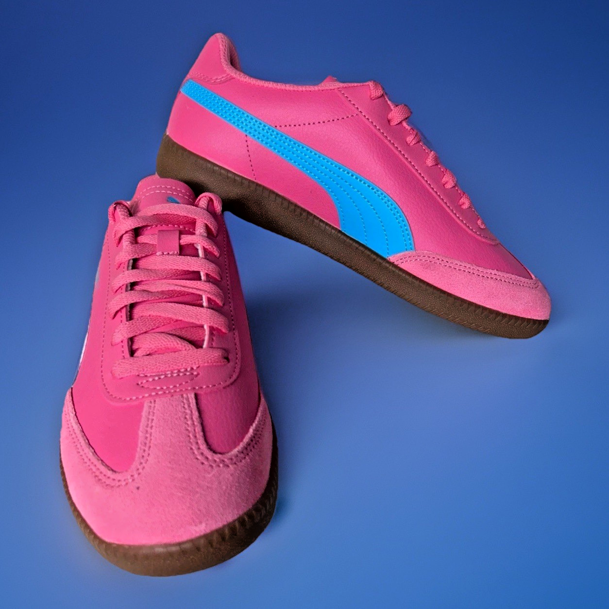 SAOLA Sneakers classiche PUMA Roma donna 8 5 rosa blu suola gomma retrò Barbiecore Y2K