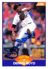 Dennis Oil Can Boyd autographed baseball card 1989 Score #238 (Boston Red Sox)