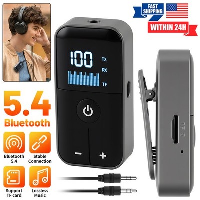 Wireless Audio Transmitter Receiver Car Home Lapel Clip Bluetooth 5.4 Adapter