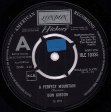 Don Gibson A Perfect Mountain 7" vinyl UK London 1971 Demo 4 prong label design