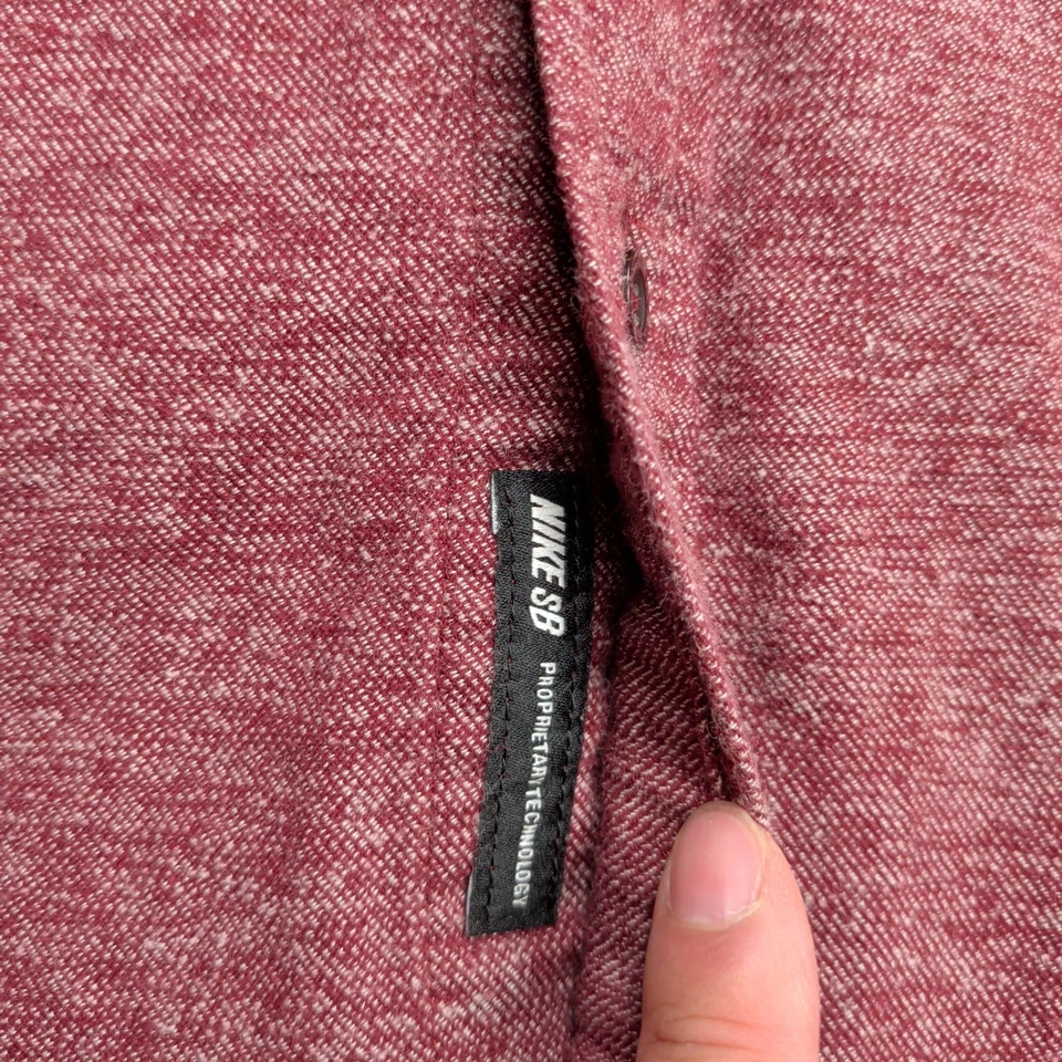 Camisa de franela Nike SB para hombre XL manga larga abotonada roja jaspeada Foto 4 de 4