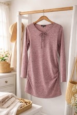 Maternity Bargain 🩷 Pink Fleck Fabric Tie Front Top By New Look Ladies Size 8