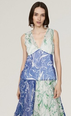$250 Marina Moscone Multi Print Top SZ 6 Women's