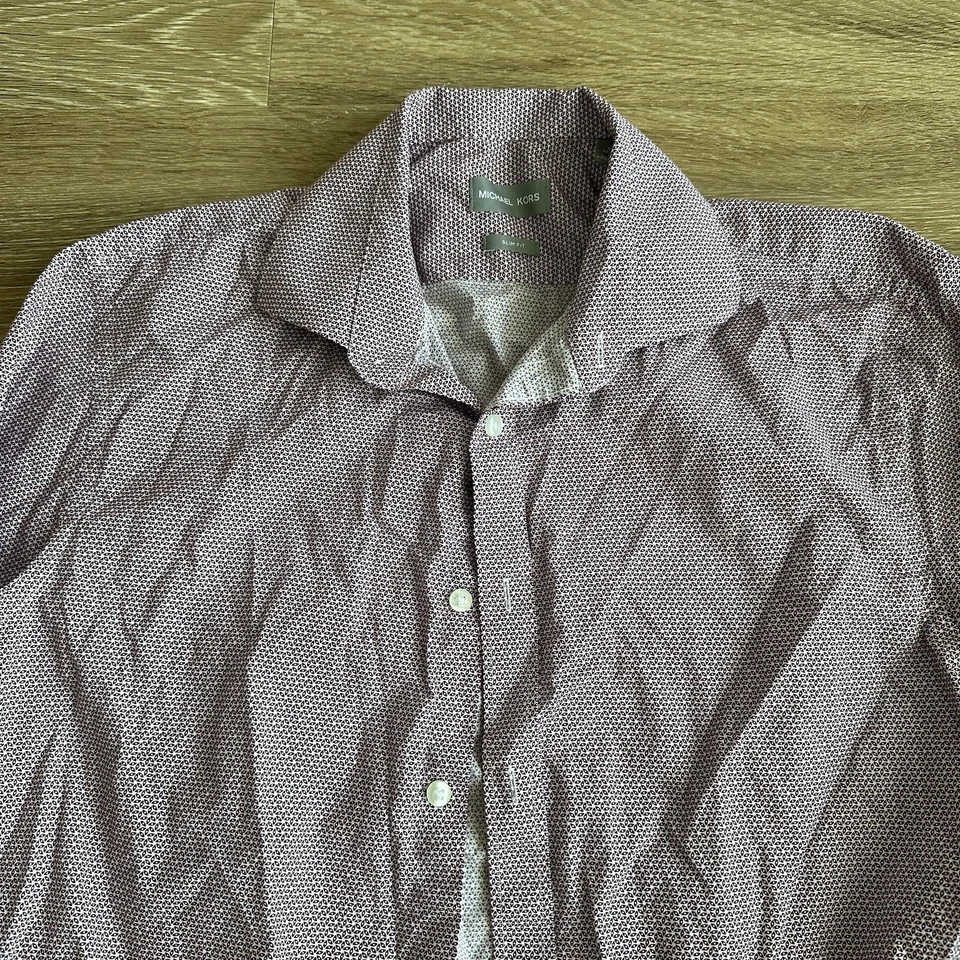 Camisa de vestir Michael Kors ajustada con botones roja para hombre grande 16 32/33 Foto 2 de 4