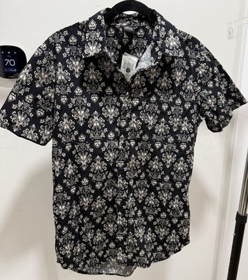 Disney World Our Universe Haunted Mansion Wallpaper SS Button Shirt Mens Small