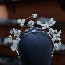 New Irregular Silver CZ Crystal Bridal Tiaras Crowns Butterfly Wedding Headpiece