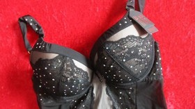 ANN SUMMERS UNDERWIRED/PADDED  BLK/SHELL CAMI SUSPENDER  12 B-C  NWT  'SABRIEL'
