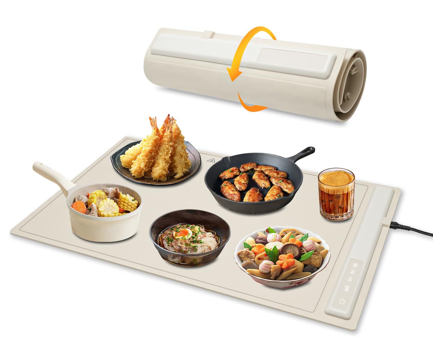 Food Warmer Mat BRAVESTONE Electric Portable Silicone Warming Plate Roll Up H...