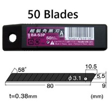 NT Cutter BA-53P Black 9mm Spare Blades 50 Refill Units for Craft Mat Cutting