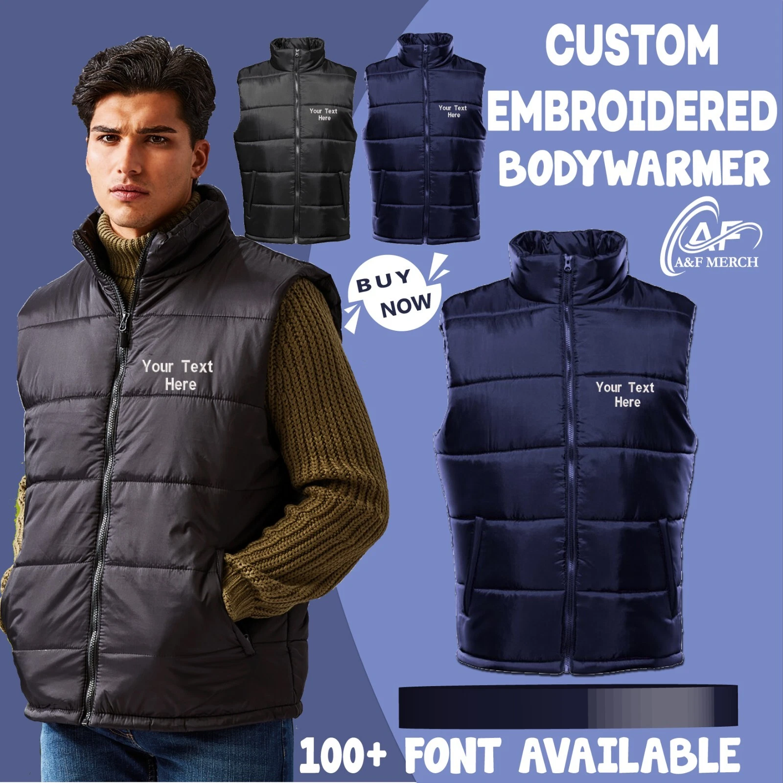 Personalised Custom Embroidered 2786 Men Bodywarmer Zip Pockets Collared TS015