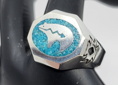 G&S Gordon & Smith Vintage Bear Silver Southwest Style Mens Ring Sz 14.5