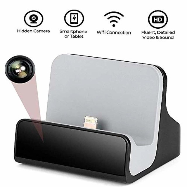 Hidden Camera Charger Dock for iPhone WiFi Live View Spy Cam with