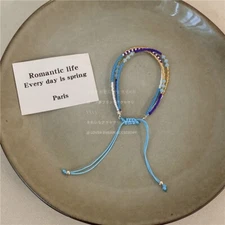 Exotic Style Beaded Colorful Drawstring Bracelet Adjustable Fits Girl Women Uni